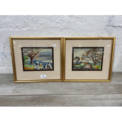 258 - Two gilt framed watercolours signed Rowell - approx. 28cm high x 32cm wide