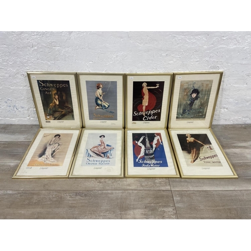 263 - Eight framed Schweppes advertising prints - approx. 44cm high x 32cm wide