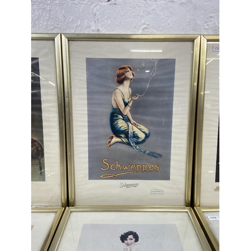 263 - Eight framed Schweppes advertising prints - approx. 44cm high x 32cm wide