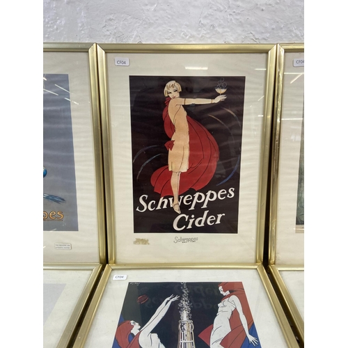 263 - Eight framed Schweppes advertising prints - approx. 44cm high x 32cm wide