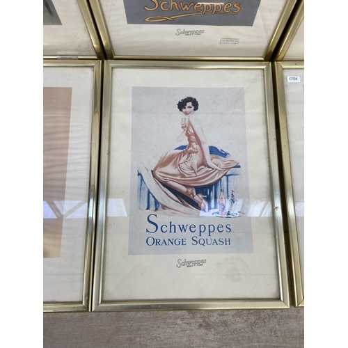 263 - Eight framed Schweppes advertising prints - approx. 44cm high x 32cm wide