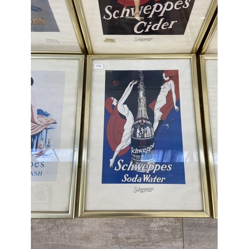 263 - Eight framed Schweppes advertising prints - approx. 44cm high x 32cm wide