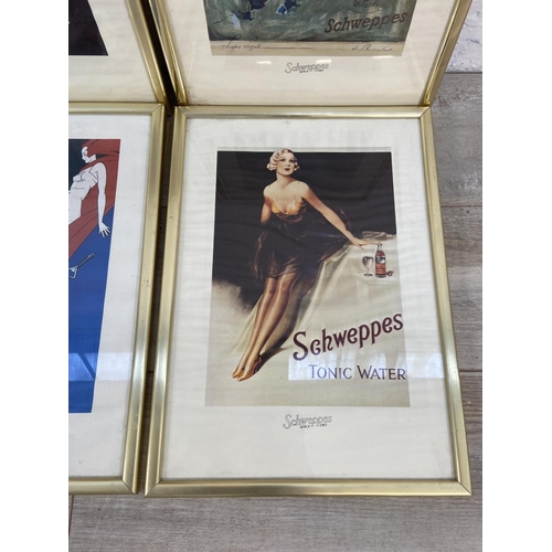 263 - Eight framed Schweppes advertising prints - approx. 44cm high x 32cm wide