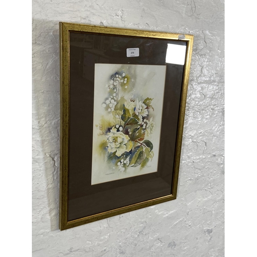 270 - A gilt framed Ella Roberts 'Snowberries' watercolour - approx. 52cm high x 39cm wide