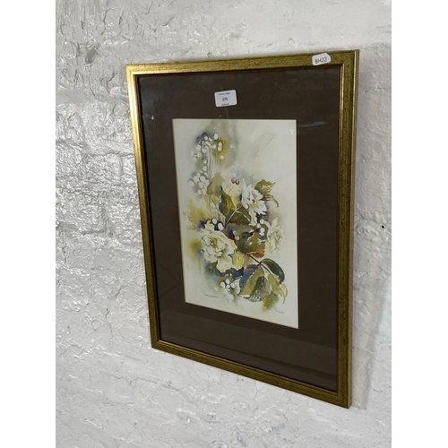 270 - A gilt framed Ella Roberts 'Snowberries' watercolour - approx. 52cm high x 39cm wide