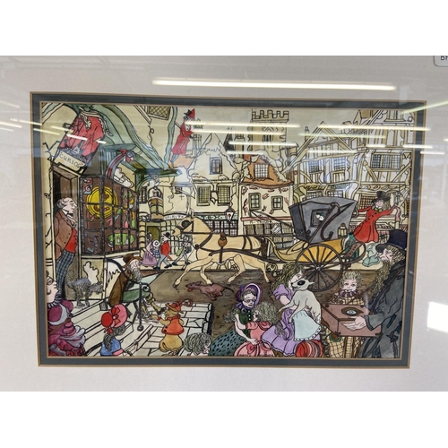 272 - A framed Betty Hughes watercolour of a Victorian street scene - approx. 38cm high x 46cm wide