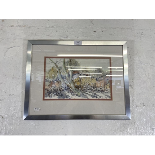 273 - A framed L. Graves watercolour of a farmyard scene - approx. 37cm high x 48cm wide