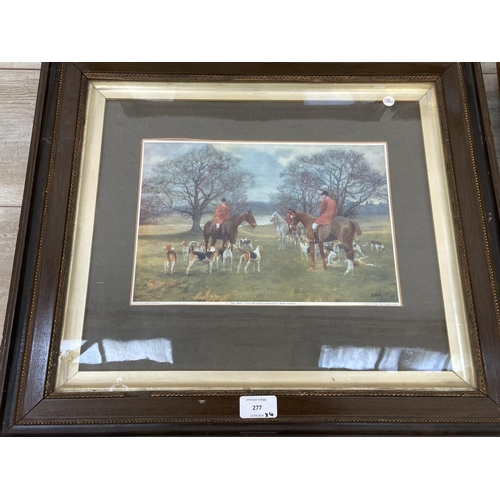 277 - Four framed pictures, two E. Clarence watercolours, one J. A. Jameson watercolour of Warkworth Castl... 