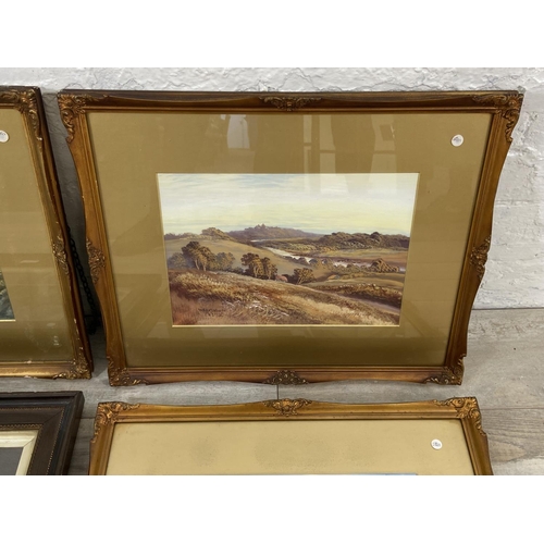 277 - Four framed pictures, two E. Clarence watercolours, one J. A. Jameson watercolour of Warkworth Castl... 