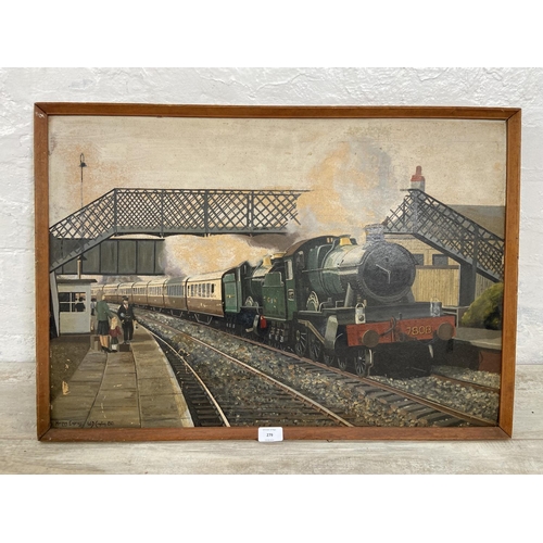 279 - A framed W. D. Croston 'Morning Express' oil on board, dated 1980 - approx. 52cm high x 74cm wide