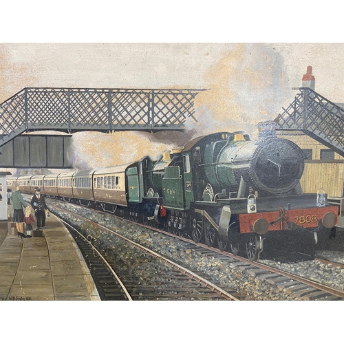 279 - A framed W. D. Croston 'Morning Express' oil on board, dated 1980 - approx. 52cm high x 74cm wide