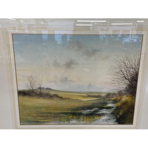 284 - Two gilt framed Ken J. Messer (1931-2018) watercolours of landscapes - largest approx. 58cm high x 6... 