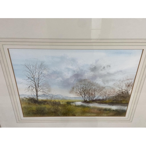 284 - Two gilt framed Ken J. Messer (1931-2018) watercolours of landscapes - largest approx. 58cm high x 6... 