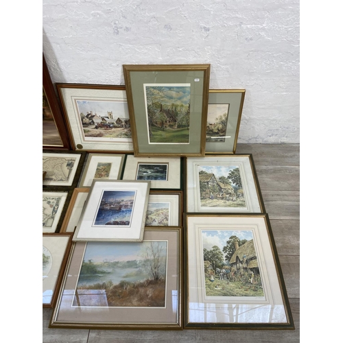 288 - Nineteen framed pictures to include S. J. Bourne pencil signed print of Beck Hole, Anthony Forster '... 