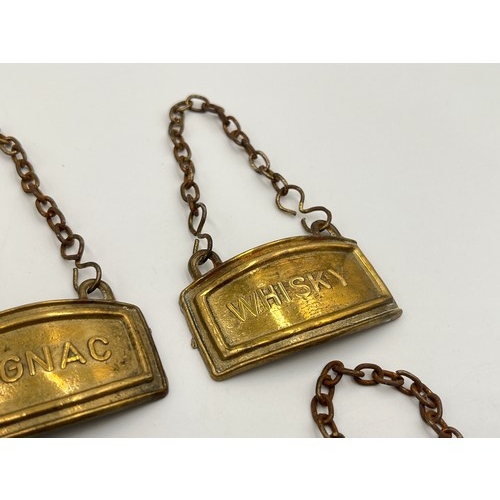 2213 - Six vintage brass decanter labels