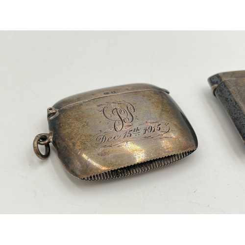 2206 - Two early 20th century hallmarked sterling silver vesta cases, one Chester 1903 and one Birmingham 1... 