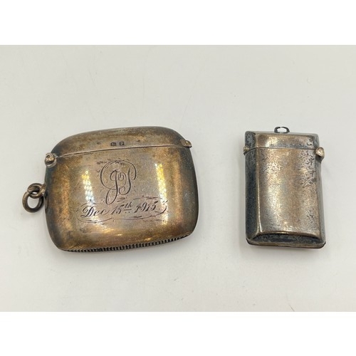 2206 - Two early 20th century hallmarked sterling silver vesta cases, one Chester 1903 and one Birmingham 1... 