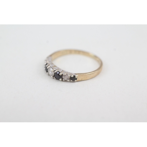 2054 - A 9ct gold sapphire and cubic zirconia half eternity ring - approx. gross weight 1.4g