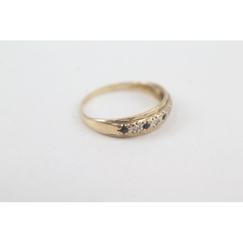 2057 - A 9ct gold sapphire and diamond half eternity ring - approx. gross weight 1.5g