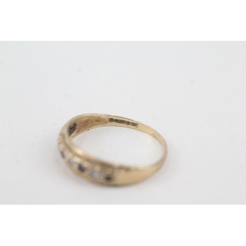 2057 - A 9ct gold sapphire and diamond half eternity ring - approx. gross weight 1.5g