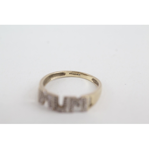 2060 - A 9ct gold diamond 'Mum' ring - approx. gross weight 1.6g