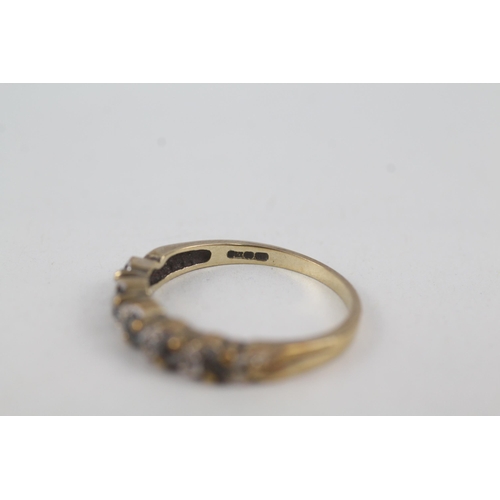 2061 - A 9ct gold blue topaz and diamond half eternity ring - approx. gross weight 2.1g