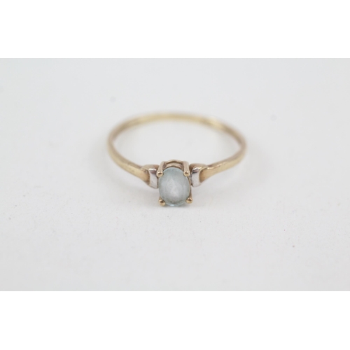 2064 - A 9ct gold oval cut blue topaz solitaire ring - approx. gross weight 0.9g