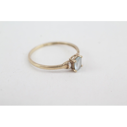 2064 - A 9ct gold oval cut blue topaz solitaire ring - approx. gross weight 0.9g