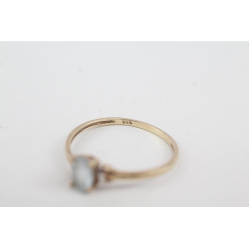 2064 - A 9ct gold oval cut blue topaz solitaire ring - approx. gross weight 0.9g