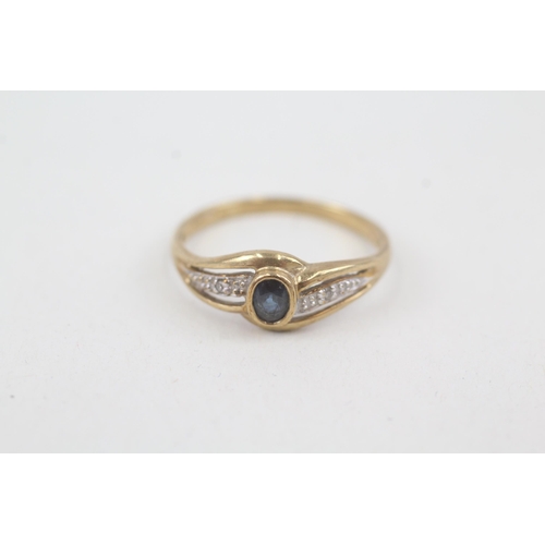 2069 - A 9ct gold sapphire and diamond dress ring - approx. gross weight 1.4g