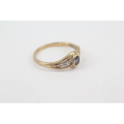 2069 - A 9ct gold sapphire and diamond dress ring - approx. gross weight 1.4g