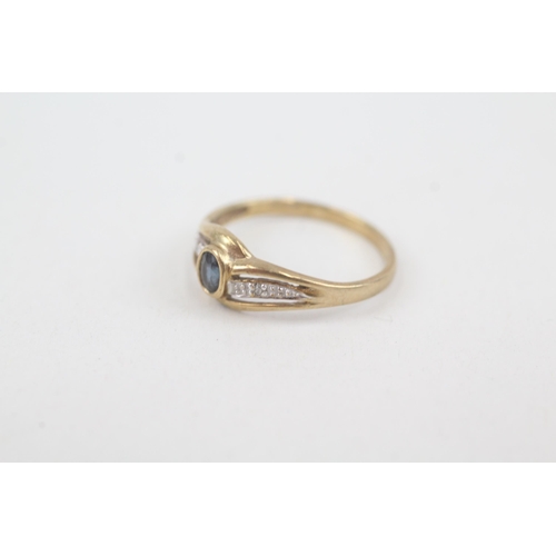 2069 - A 9ct gold sapphire and diamond dress ring - approx. gross weight 1.4g