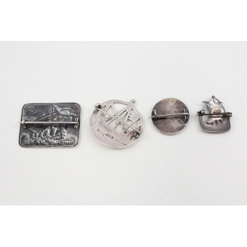 2078 - Four Scottish silver brooches to include EM Arran etc. - approx. gross weight 27g