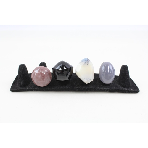 2088 - Four sterling silver gemstone cocktail rings - approx. gross weight 55g