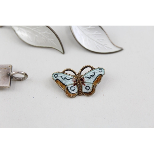 2089 - Three pieces of Scandinavian .925 silver jewellery, one OPRO enamel butterfly brooch, one pair of Da... 