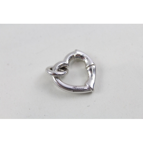 2099 - A Gucci .925 sterling silver bamboo effect heart shaped pendant - approx. gross weight 6g