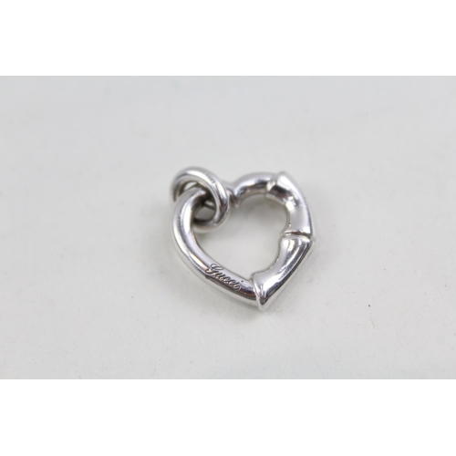 2099 - A Gucci .925 sterling silver bamboo effect heart shaped pendant - approx. gross weight 6g