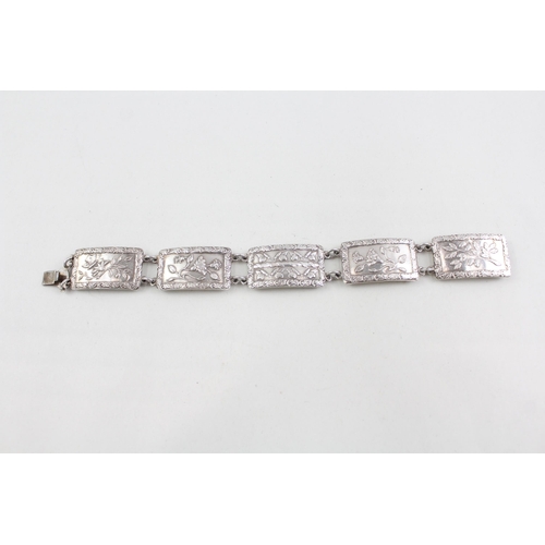 2100 - A .925 sterling silver panel bracelet - approx. gross weight 34g