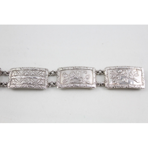 2100 - A .925 sterling silver panel bracelet - approx. gross weight 34g