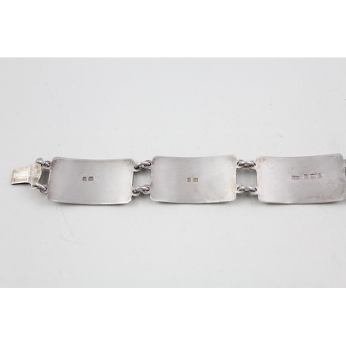 2100 - A .925 sterling silver panel bracelet - approx. gross weight 34g