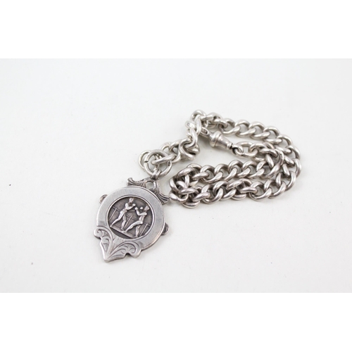 2196 - An antique hallmarked sterling silver chain and medallion - approx. gross weight 38g