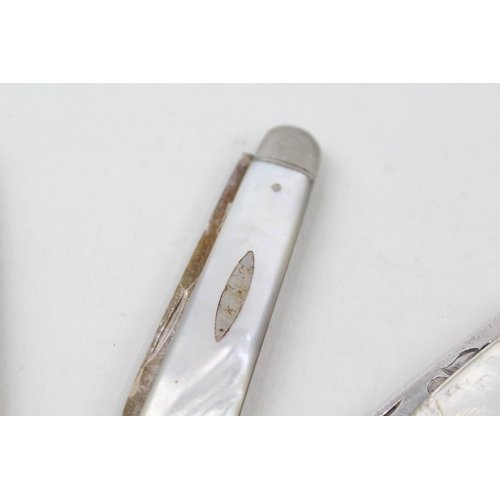 2201 - Three hallmarked sterling silver fruit knives - approx. gross weight 98g