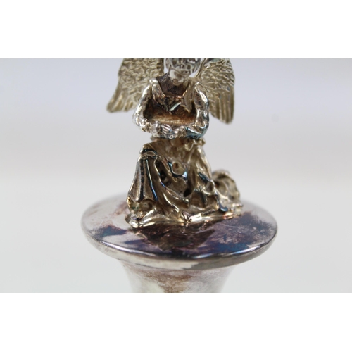 2204 - A hallmarked sterling silver angel topped bottle stopper