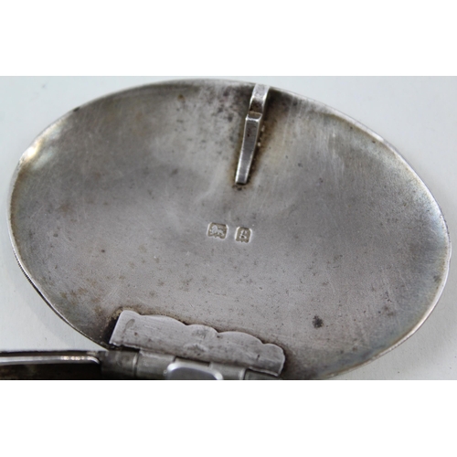 2205 - An Edwardian hallmarked sterling silver oval snuff box - approx. gross weight 52g