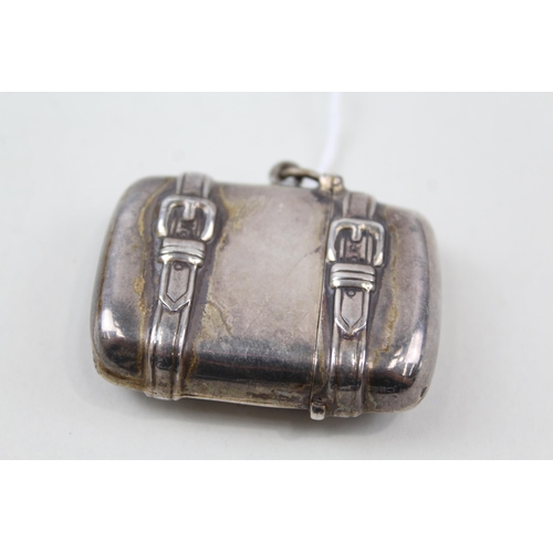 2214 - A .925 silver vesta case with belt buckle design - approx. gross weight 23g