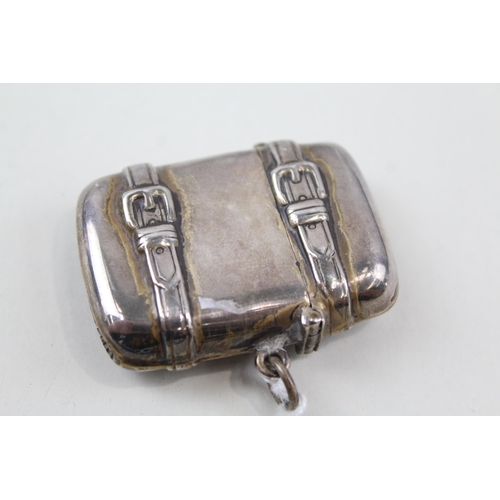 2214 - A .925 silver vesta case with belt buckle design - approx. gross weight 23g