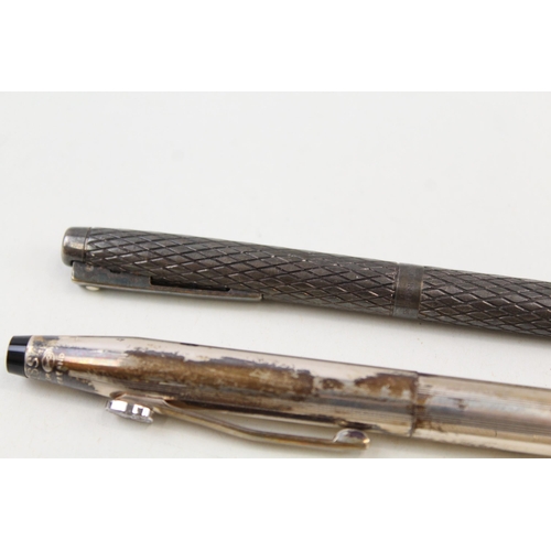 2255 - Three .925 sterling silver ballpoint pens to include Sheaffer, Cross etc.