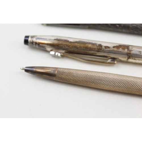 2255 - Three .925 sterling silver ballpoint pens to include Sheaffer, Cross etc.