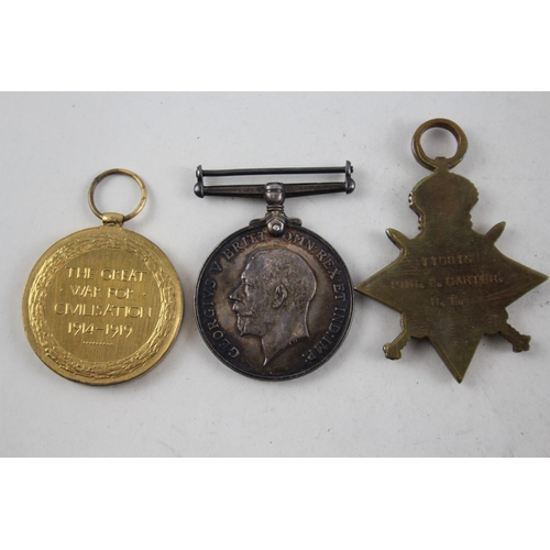 2267 - A WWI medal trio presented to 110815 Pnr. E. Carter R.E