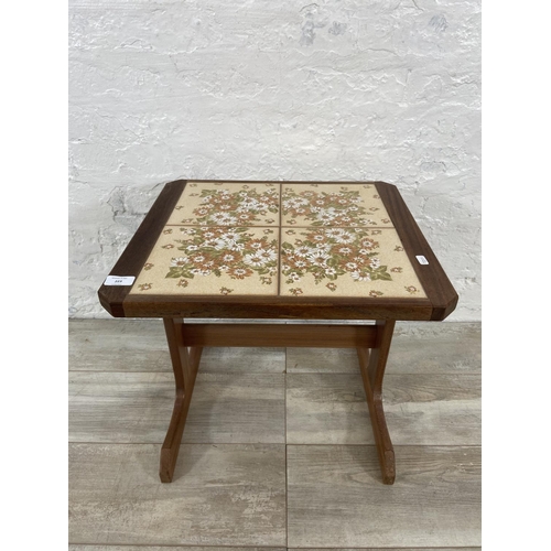 163 - A mid 20th century teak and ceramic tile top side table - approx. 45cm high x 49cm wide x 44cm deep